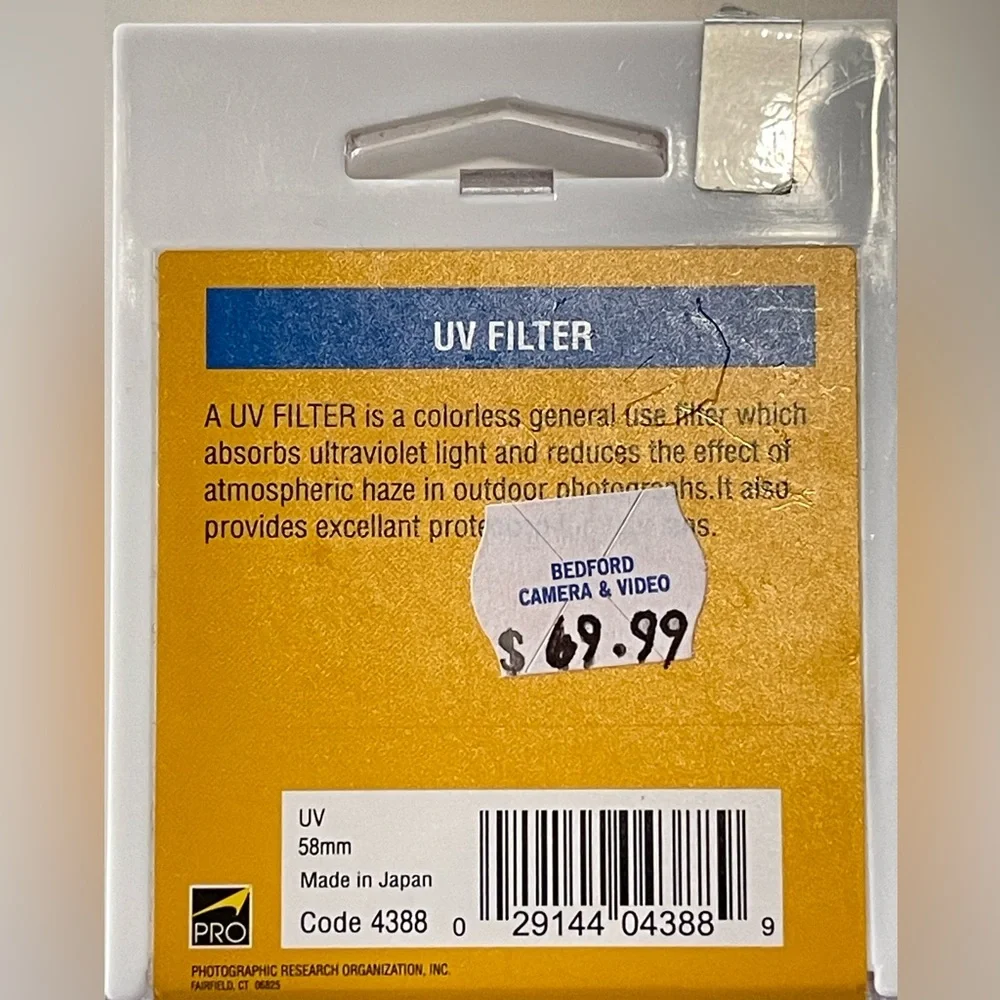PROMASTER 58mm UV CAMERA LENS FILTER